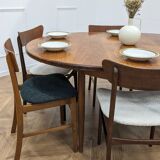 Round and extendable dining table published by G-Plan