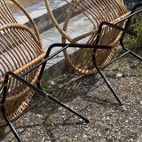 Pair of rattan patio armchairs
