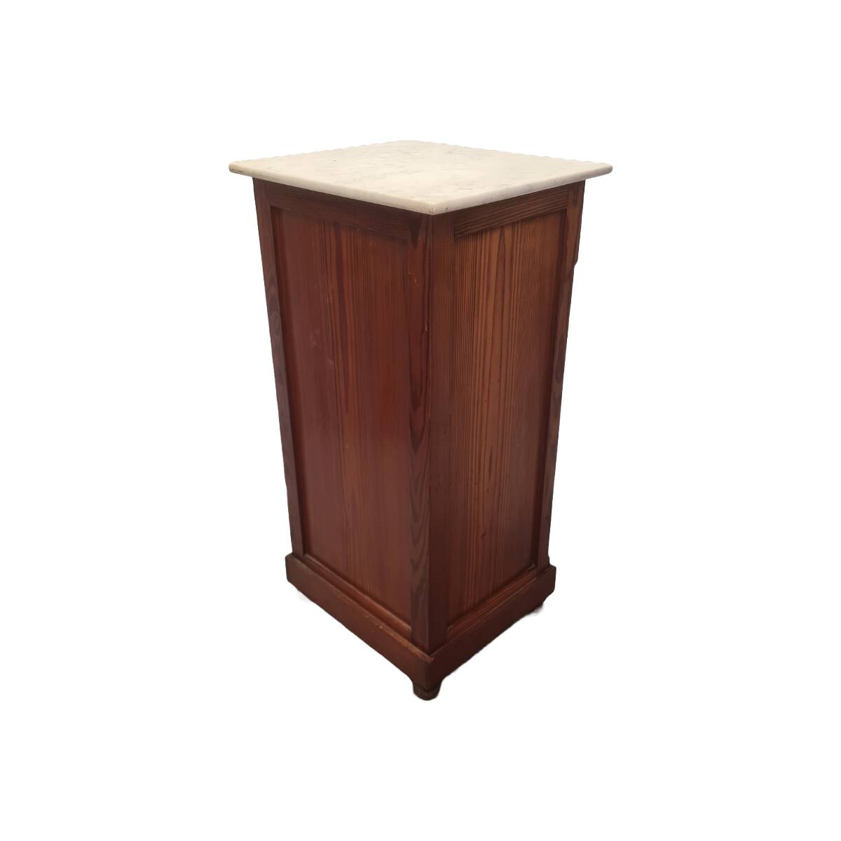 Antique Pine Bedside Table With Marble Top, late 1800s