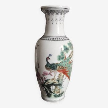 Jingdezhen porcelain baluster vase, The Peacock
