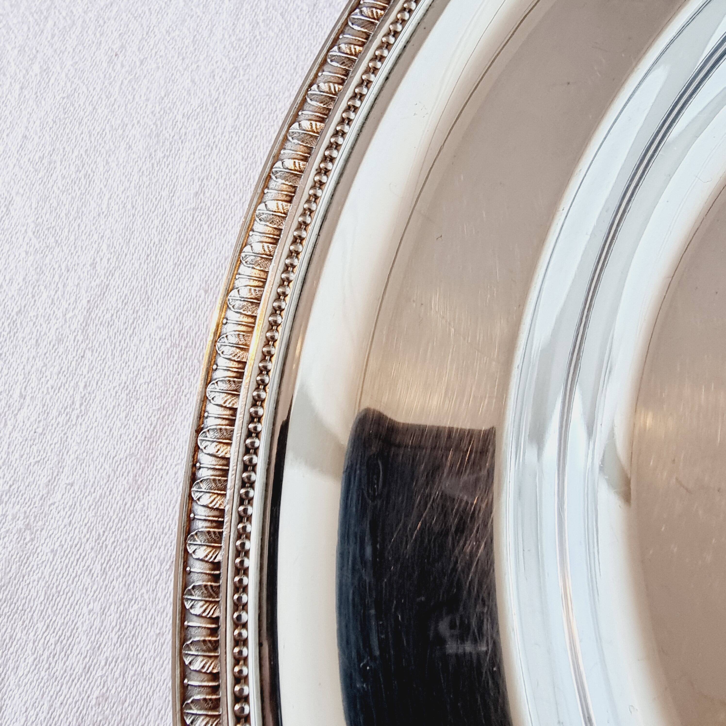 Round tray or large platter in silver metal christofle model gallia malmaison