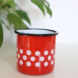 Red enamelled metal milk pot