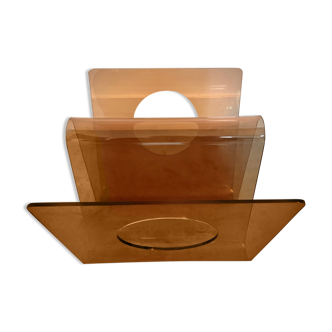 Michel Dumas' magazine rack in smoked altuglas, 1970s