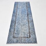 3x7 Navy Blue Vintage Runner Rug, 78x218Cm