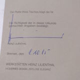 Heinz Lilienthal fossil stone coffee table with certificate