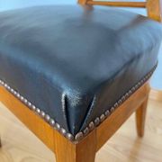 Set of Biedermeier Shovel Chairs in Walnut & Black Leather, Austria, 1820s