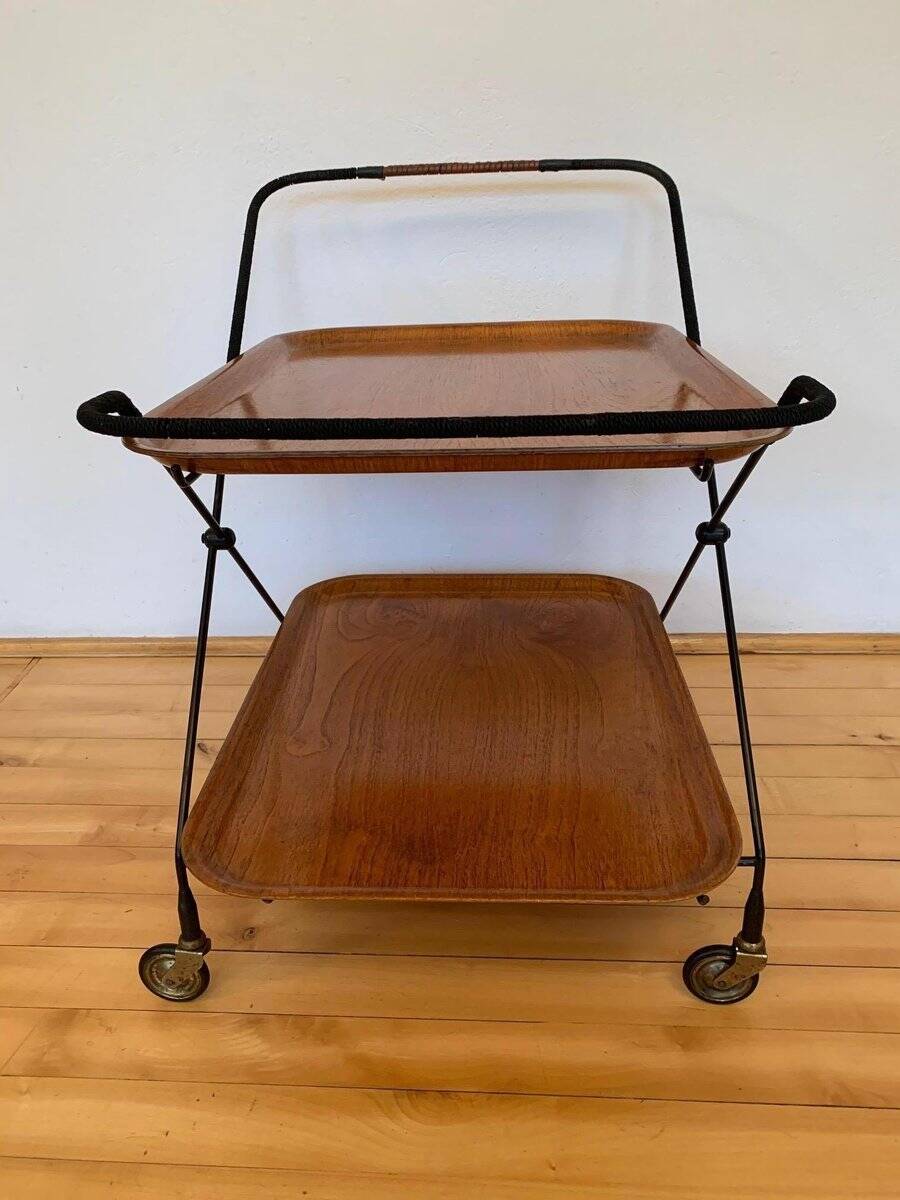 Swedish bar trolley by Paul Nagel for JIE Gantofta, 1950s