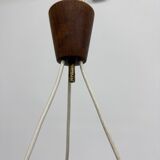 Mid-century design pendant lamp teak and opaline glass, 1970s