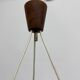 Mid-century design pendant lamp teak and opaline glass, 1970s