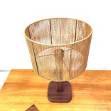Vintage Pine & Teak Table Lamp with new Shade, 70s.
