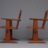 Set of four pine Scandinavian armchairs 1930