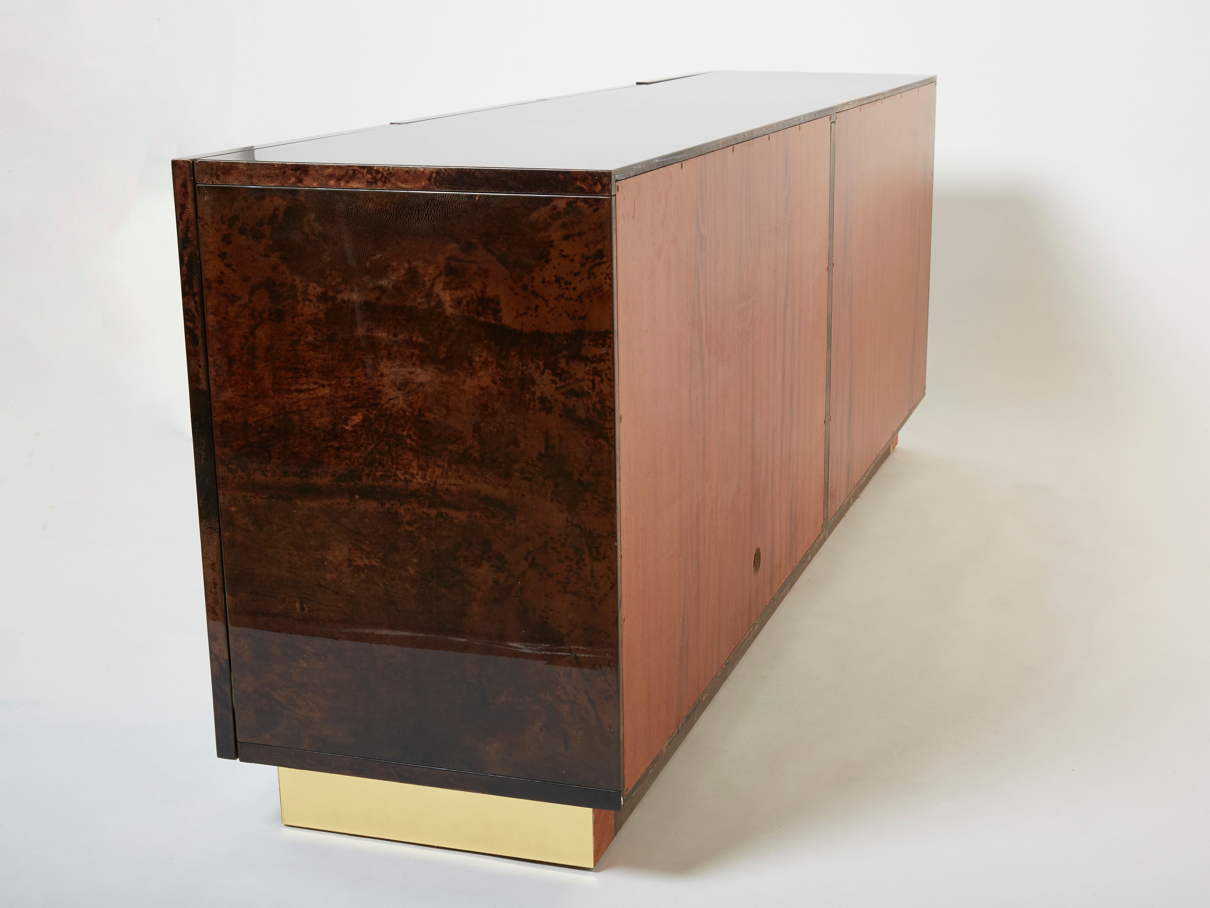 Aldo Tura sideboard in brown parchment and brass 1960