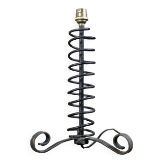 Brutalist wrought iron spring lamp base