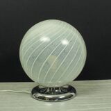 Mid Century Swirl Murano Table Ball Lamp with Chrome base