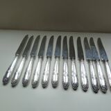 Lot 12 old silver metal knife Rex covered silver metal floral handle