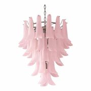Contemporary Pink Frosted "Selle" Murano Glass Chandelier in Mazzega Style