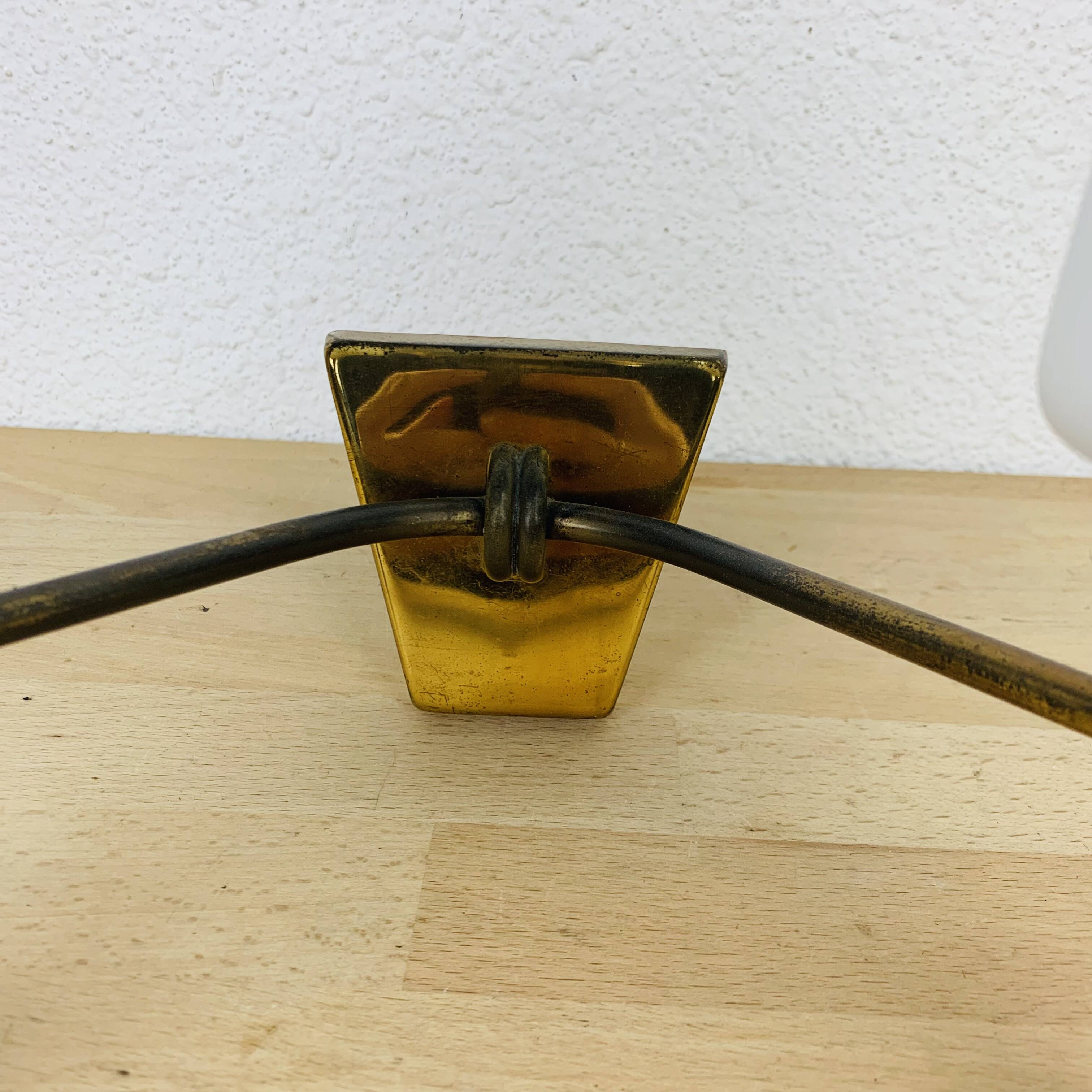 Double opaline and brass wall light from the 50s, lunel, arlus