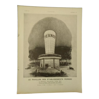Publicité papier Pavillon des établissements Pernod issue revue année 1937