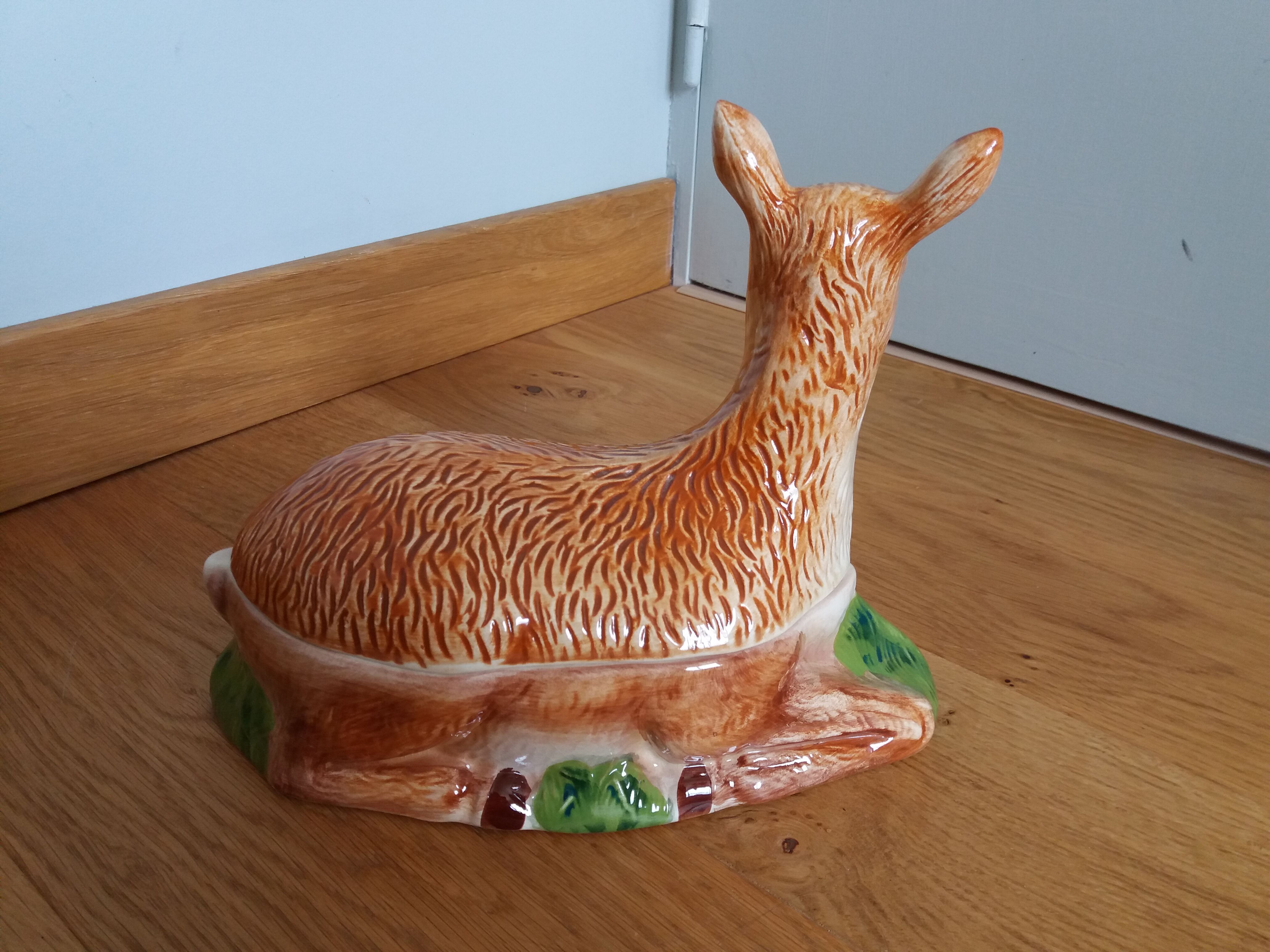 Terrine ceramic doe signed Caugant