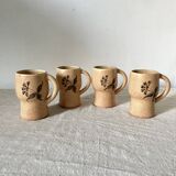 70s flowery stoneware mugs