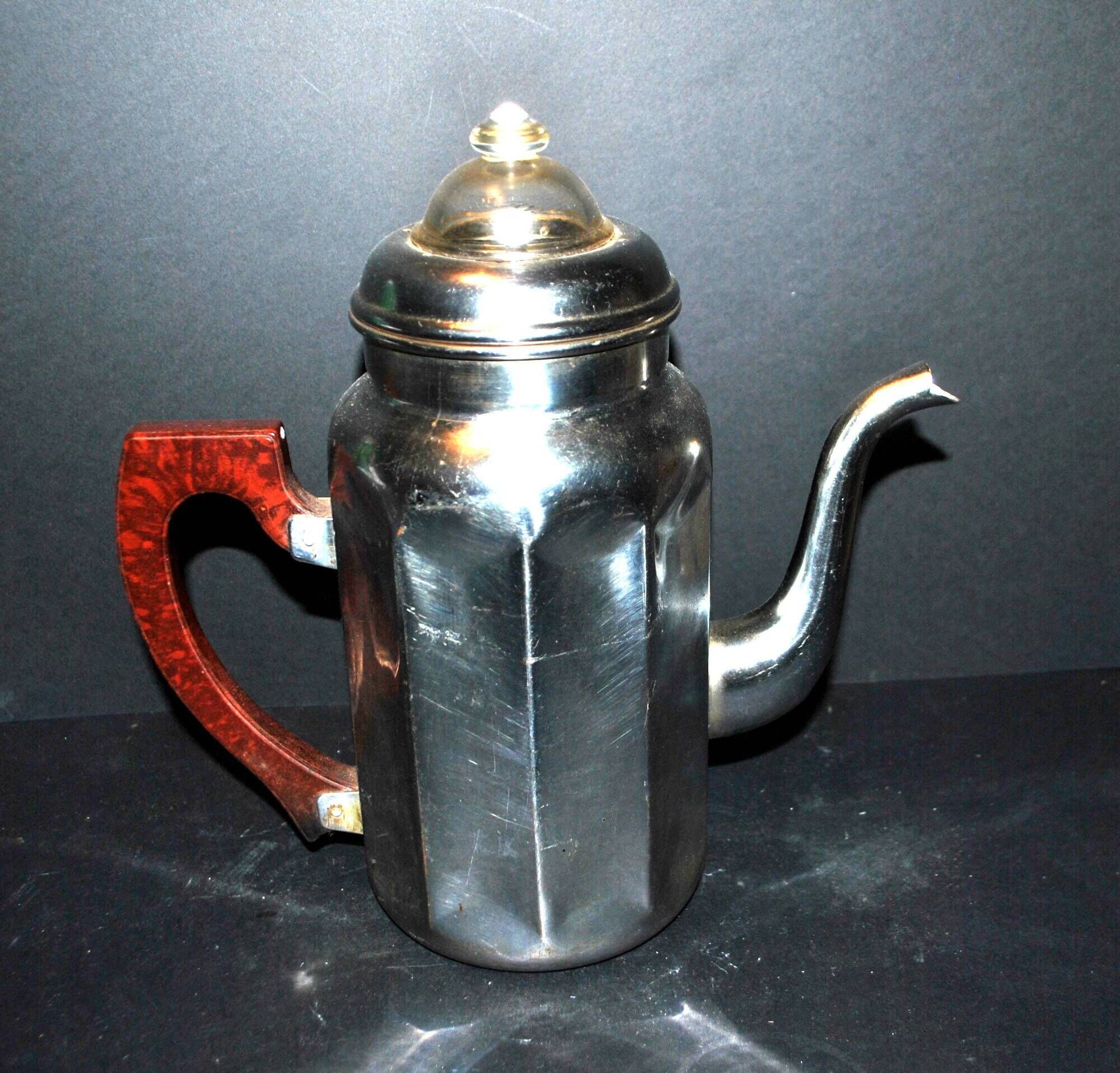 Vintage percolator coffee maker in chrome-plated copper and bakelite 1950 ADB brand