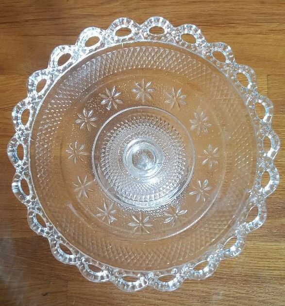 Vintage foot cut in molded glass edge lace