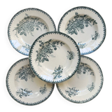 Set of 5 antique deep plates "Terre de Fer"