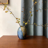 Blue and beige enamel vase
