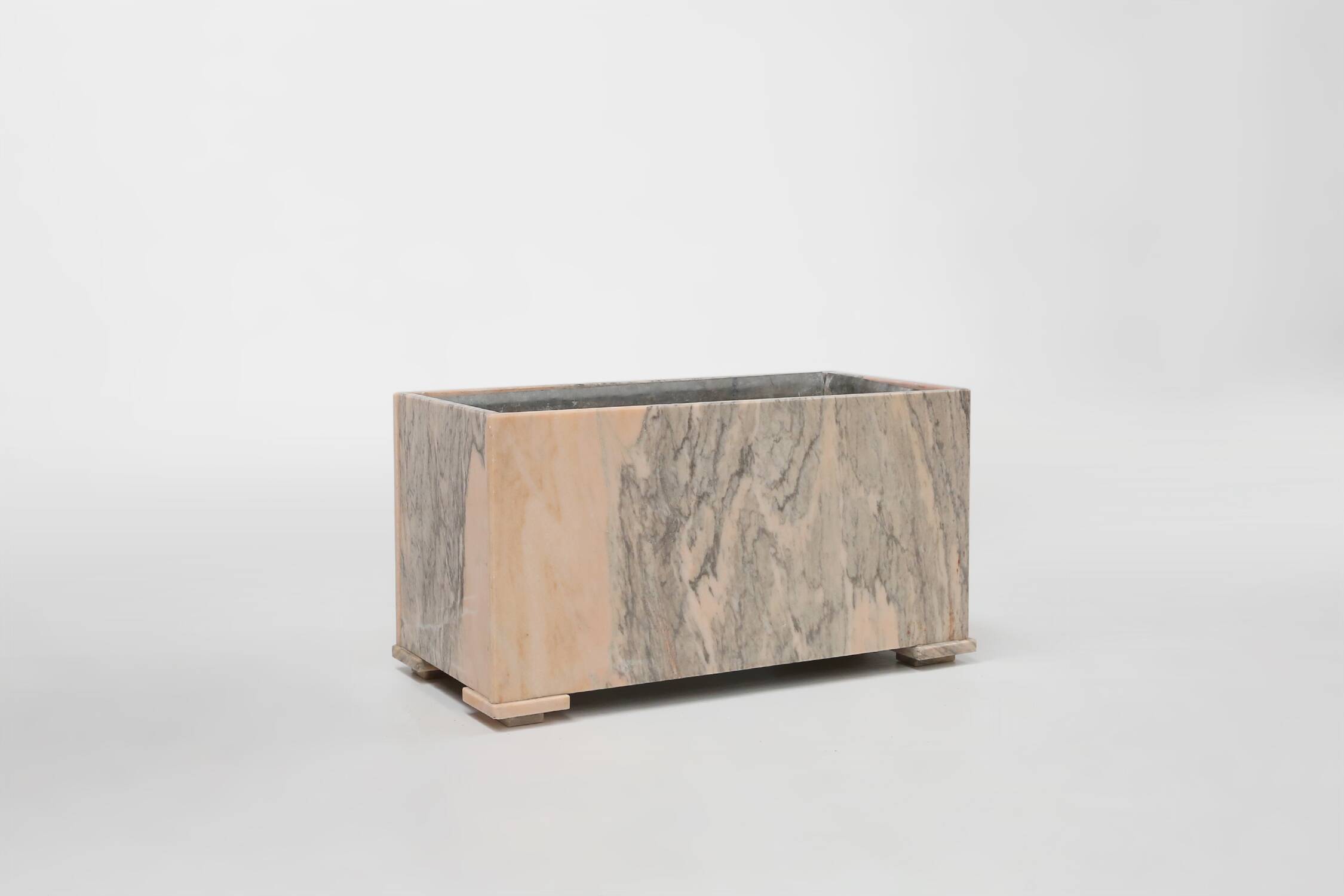 Large marble planter in pink marble, Belgium ca. 1980