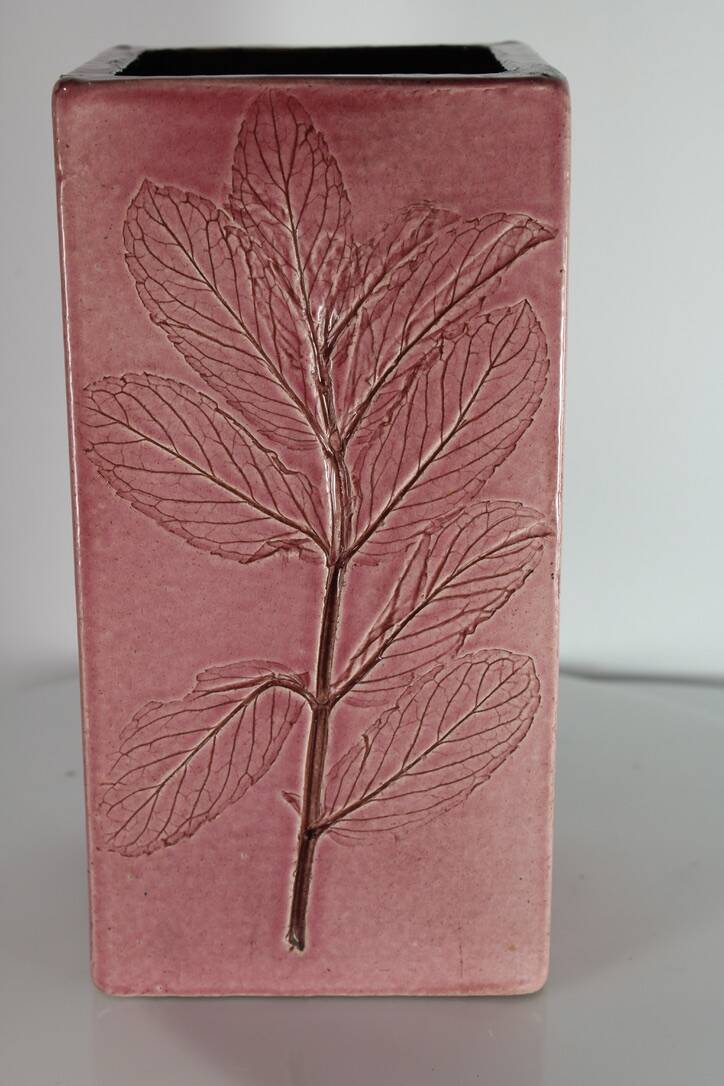 Vase Vallauris ceramic Leduc herbarium vintage pink 1960