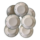7 assiettes plates terre de fer St Amand modèle 418