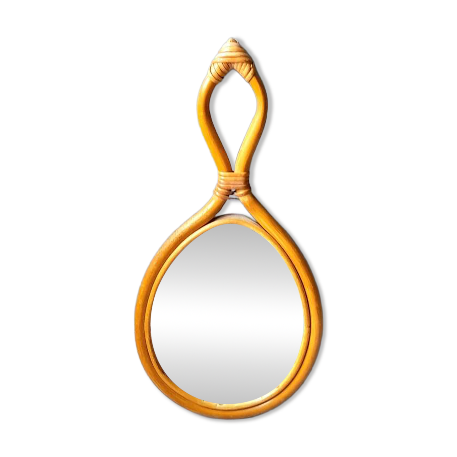 1960s rattan drop mirror