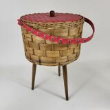 Travailleuse Tripode Boite à couture Vintage