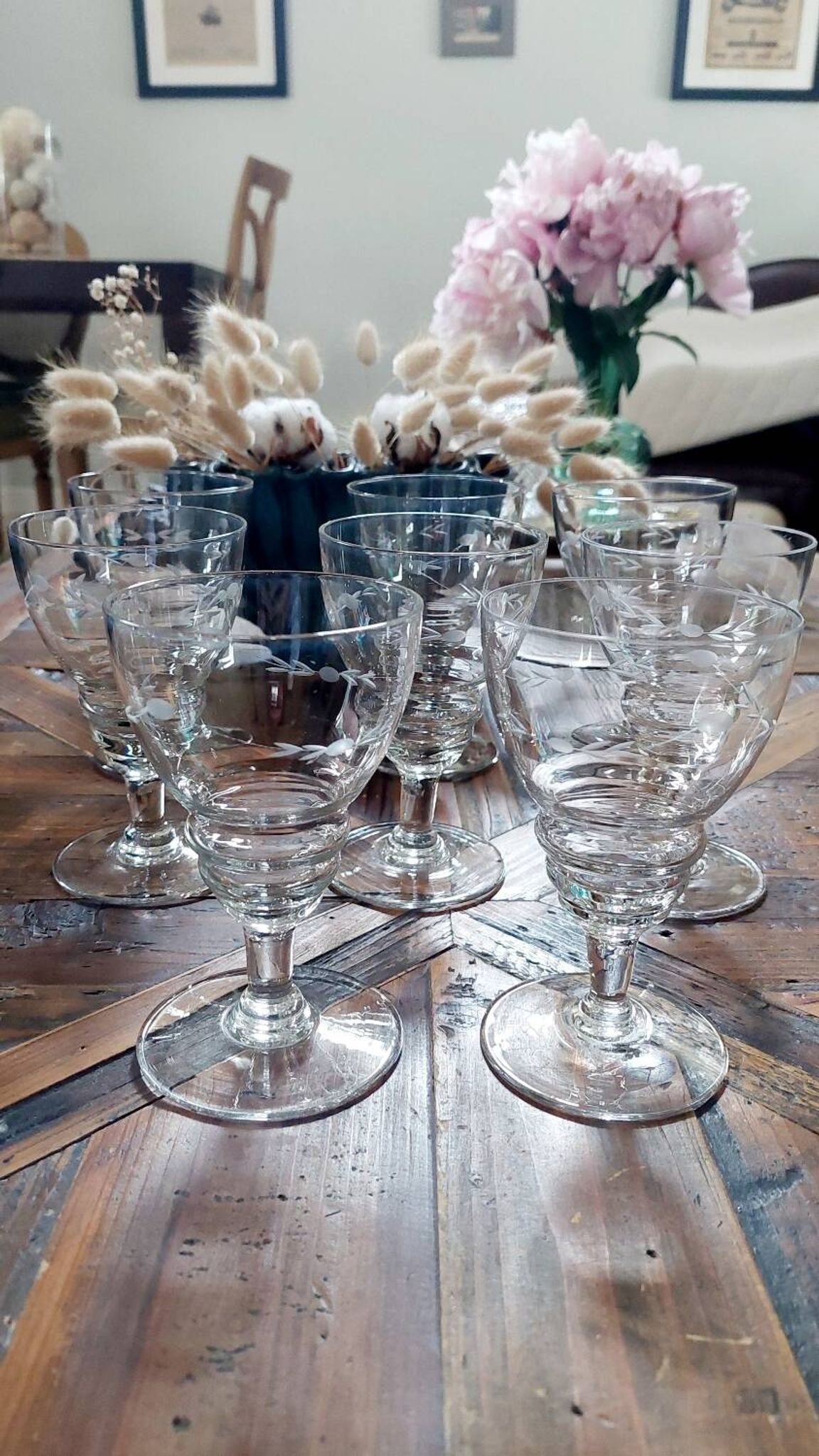 Set of 8 antique crystal glasses - 1940s-1950s
