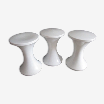 Set of 3 stools Tam-Tam white-Henry massonet design