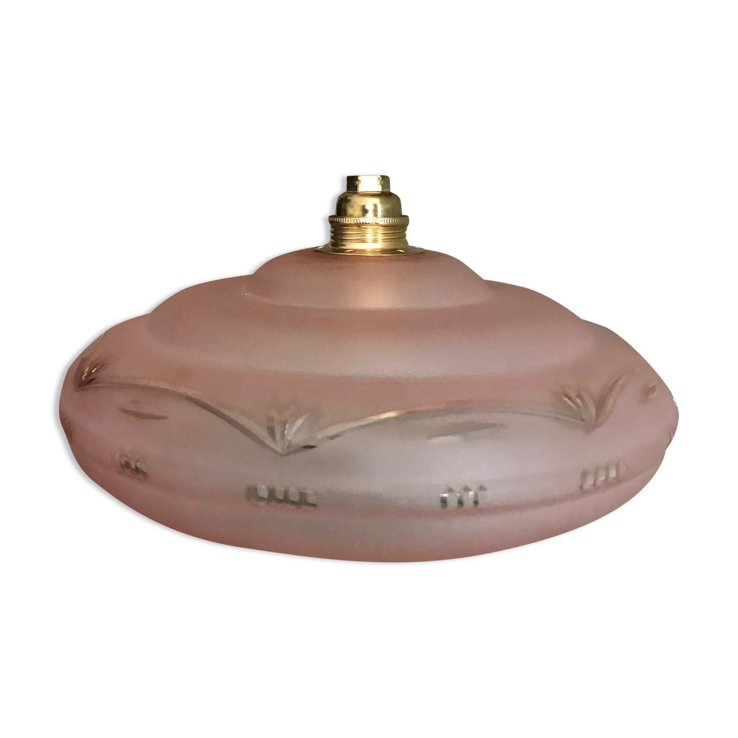 Vintage ball lamp saucer globe in chiseled glass