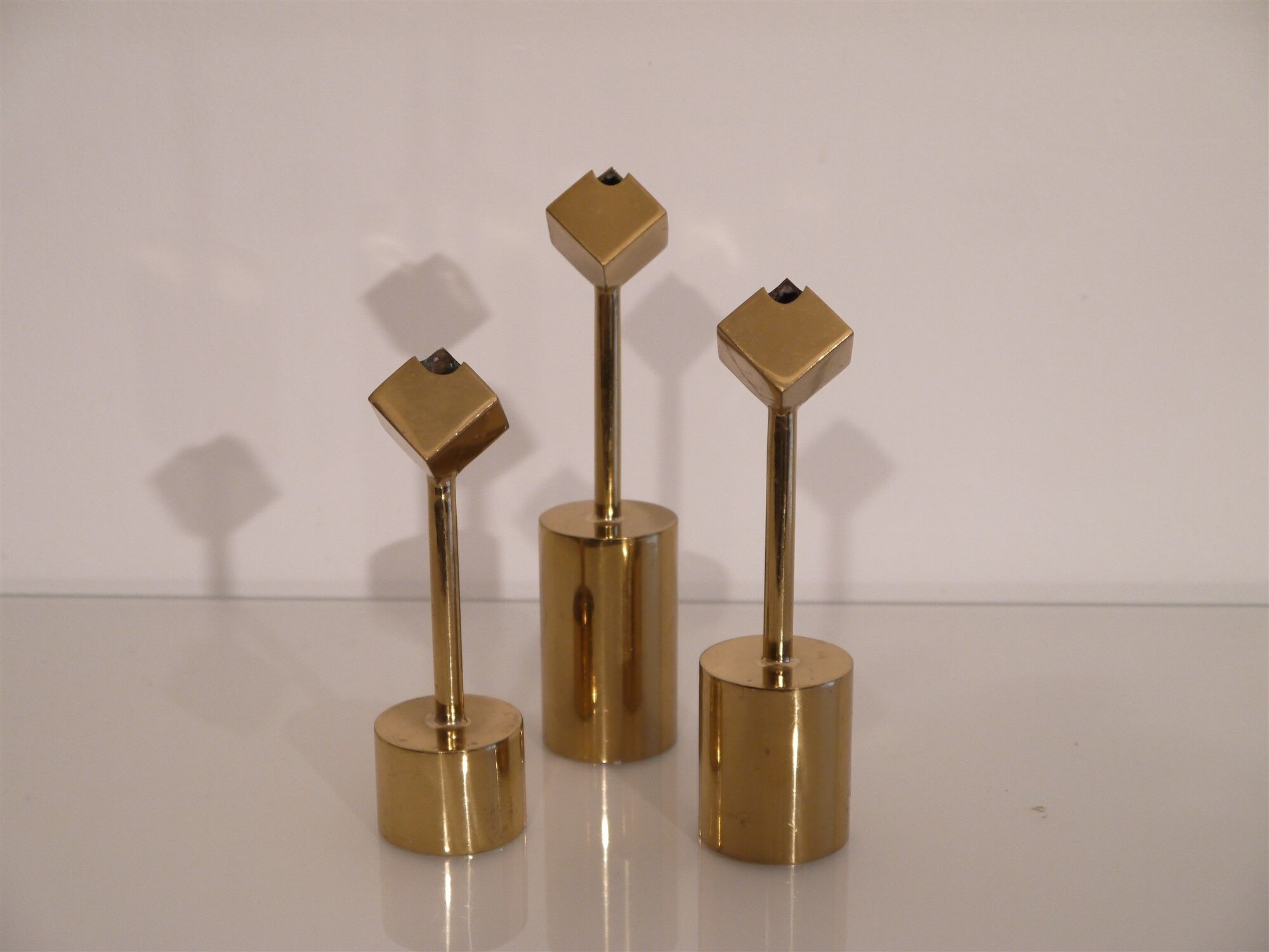 Lot of vintage Scandinavian brass candlesticks