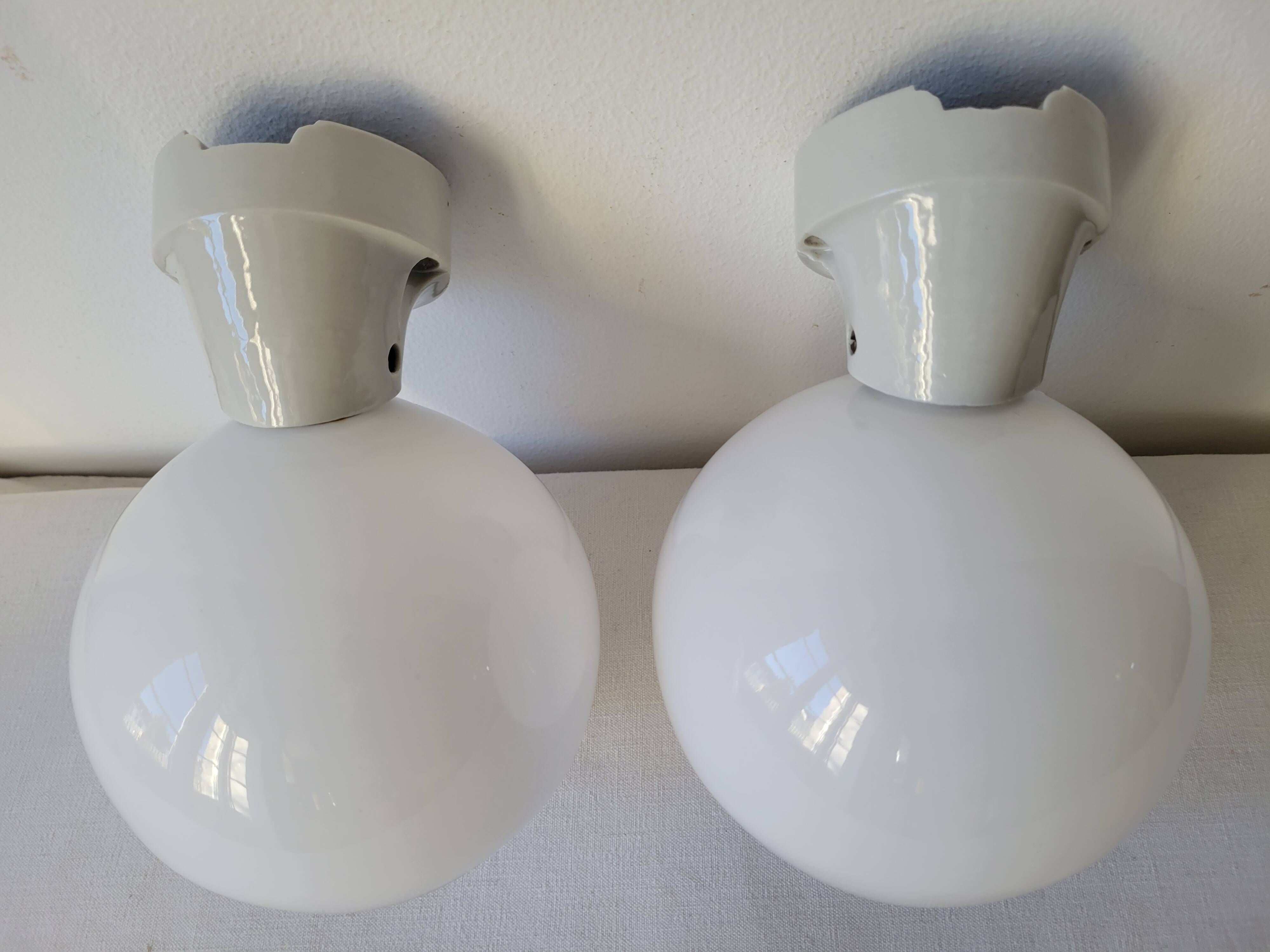Duo of opaline and porcelain sconces