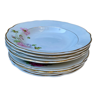 Assiettes creuses et plates Digoin & Sarreguemines Anémones