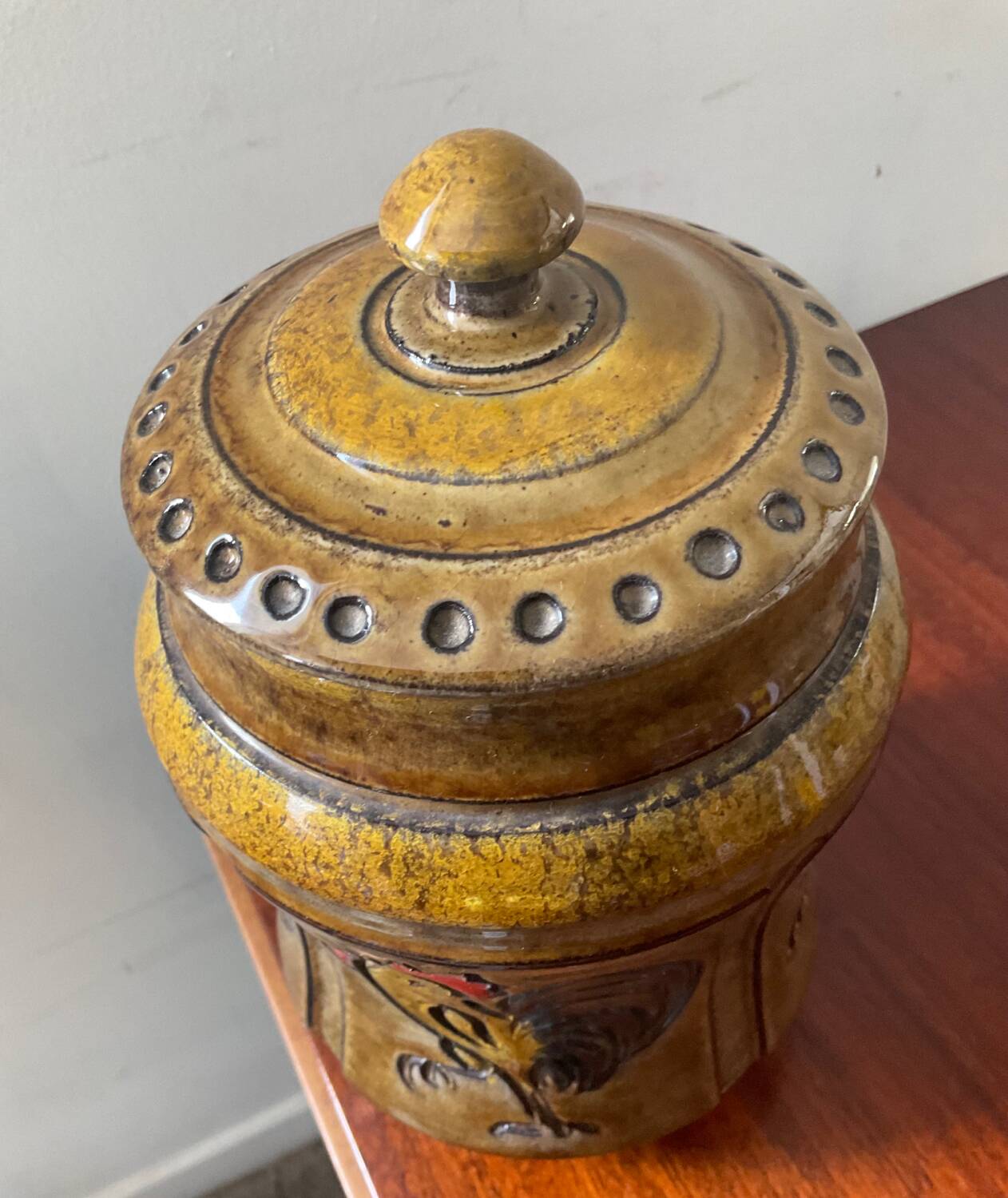 Vintage enameled ceramic candy box Italy