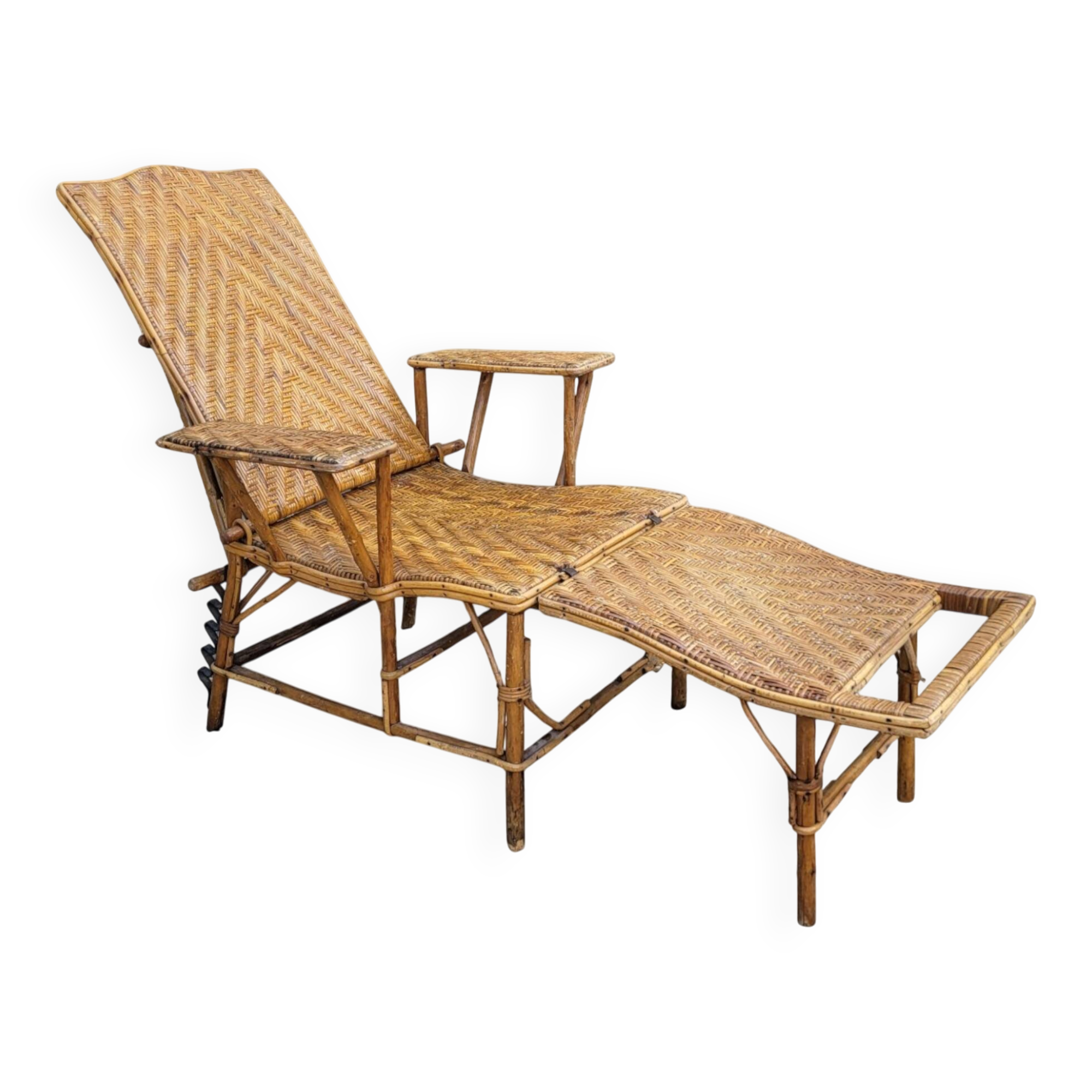 Chaise longue / fauteuil de repos en rotin