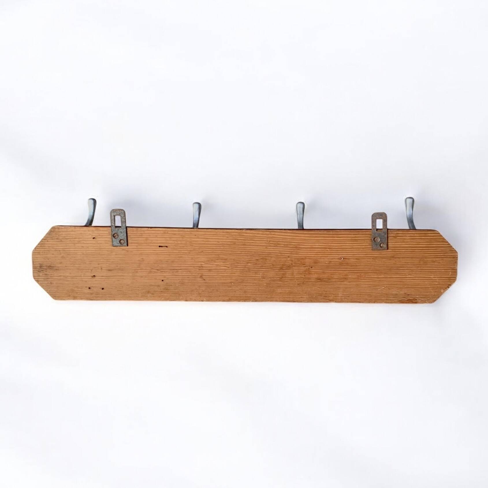 Vintage wooden wall coat rack - 4 hooks