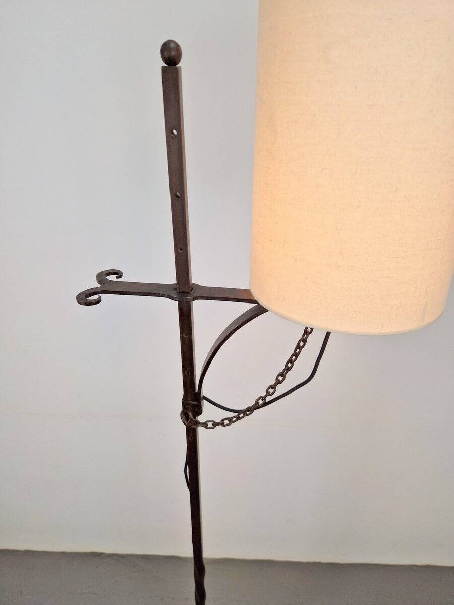 Brutalist Floor Lamp in Wrought Iron, 1950s
