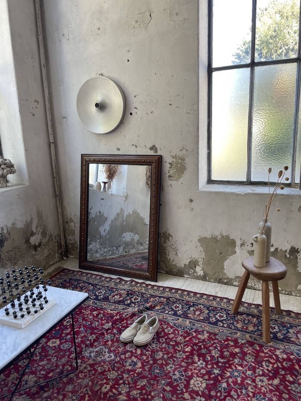 1900 wooden mirror with nails