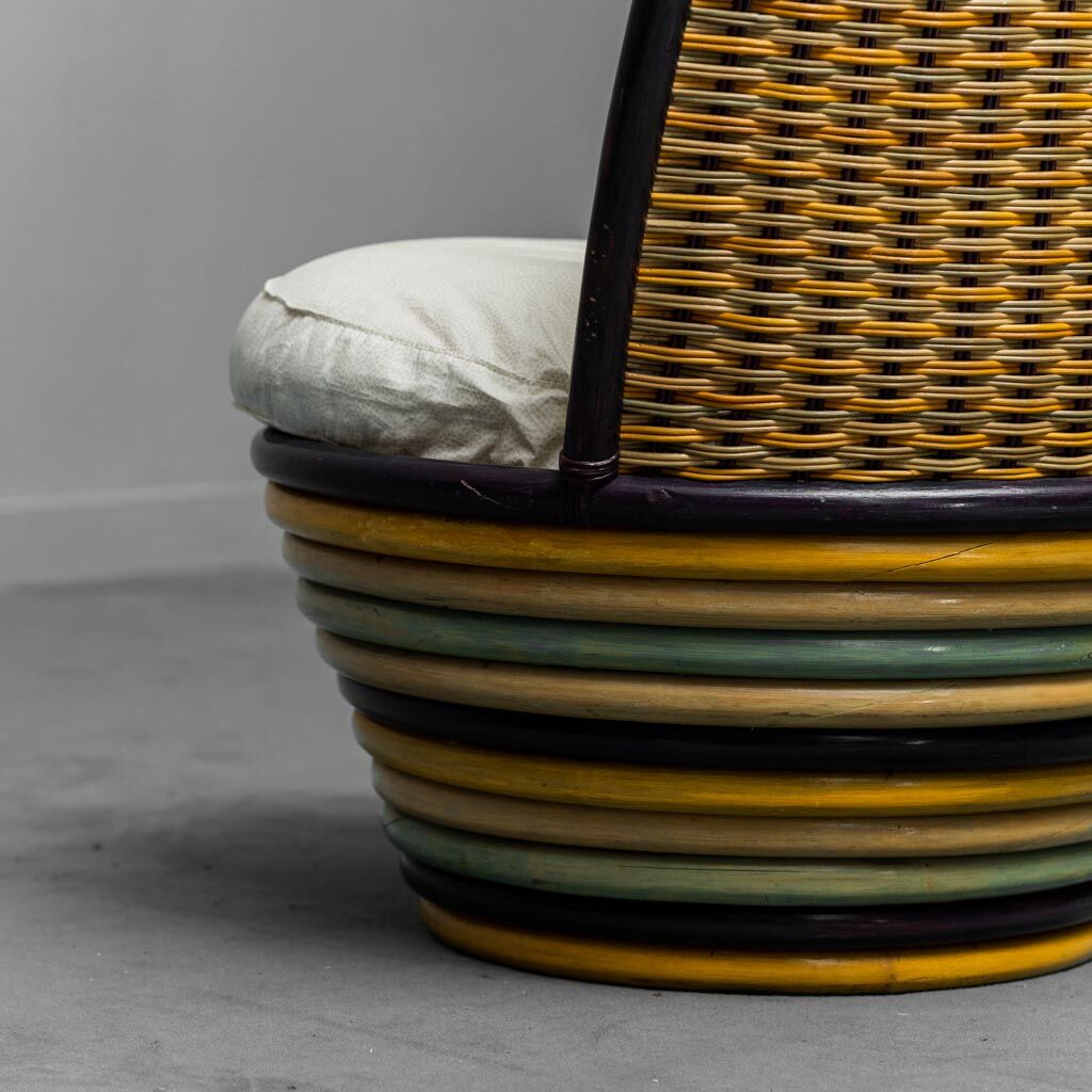 Garden armchair in 60s rattan wood