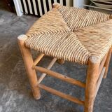 Wood and straw stool