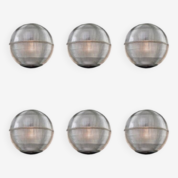 Lott X6 Modernist Holophane ball glass pendant lights 1970'