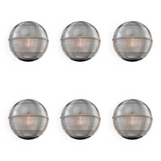 Lott X6 Suspensions verre boule Holophane moderniste 1970'