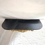 Console D’Applique Murale Années 50 en Métal Doré avec Plateau Miroir