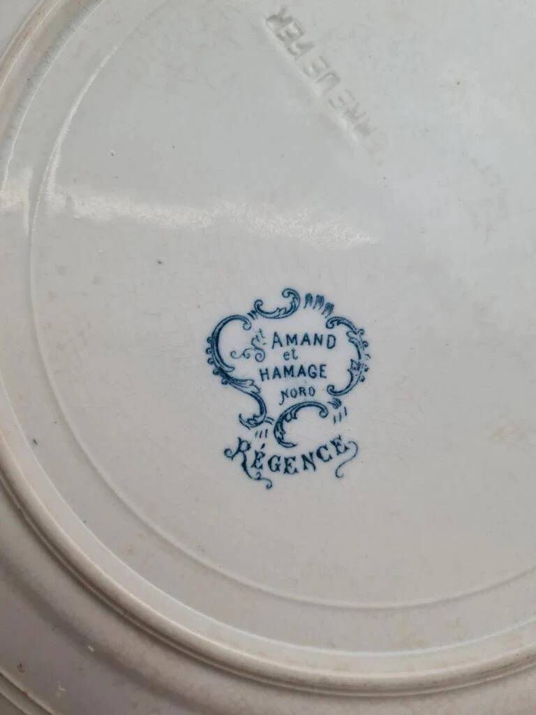 Antique plate Saint-Amand & Hamage Regency model – blue lace decoration
